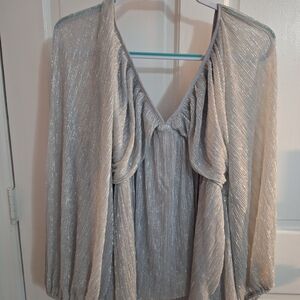 Express Shimmering Silver Blouse